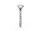 White gold Radiant Diamond Pavé Band Solitaire with Four-Prong Setting_232