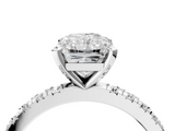 White gold Radiant Diamond Pavé Band Solitaire with Four-Prong Setting_234