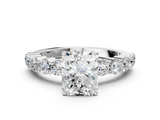 White gold Radiant Diamond Pavé Band Solitaire with Four-Prong Setting_38