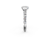 White gold Radiant Diamond Pavé Band Solitaire with Four-Prong Setting_40