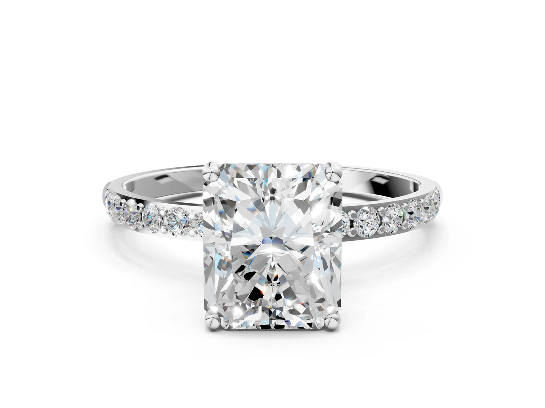 White gold Radiant Diamond Pavé Band with Six-Prong Setting_27