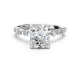 White gold Radiant Diamond Prong Set Engagement Ring with Pave Band_235