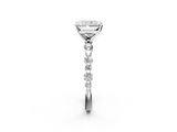 White gold Radiant Diamond Prong Set Engagement Ring with Pave Band_236