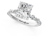 White gold Radiant Diamond Prong Set Engagement Ring with Pave Band_236
