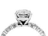 White gold Radiant Diamond Prong Set Engagement Ring with Pave Band_238