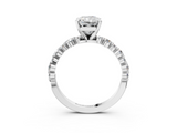 White gold Radiant Diamond Prong Set Engagement Ring with Pave Band_238
