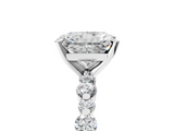 White gold Radiant Diamond Prong Set Engagement Ring with Pave Band_240