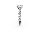 White gold Radiant Diamond Prong Setting with Side Stones on a Pave Band_178
