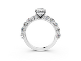 White gold Radiant Diamond Prong Setting with Side Stones on a Pave Band_179