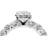 White gold Radiant Diamond Prong Setting with Side Stones on a Pave Band_180