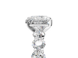 White gold Radiant Diamond Prong Setting with Side Stones on a Pave Band_181