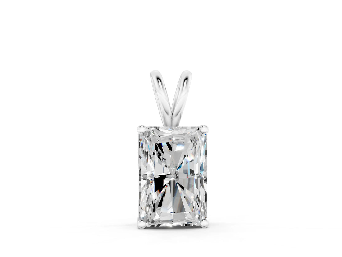 White gold Radiant Diamond Solitaire Pendant with Four Prong Setting_11