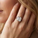 White gold Radiant Diamond Solitaire Ring with Bezel Setting and Classic Band_5