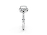 White gold Radiant Diamond Solitaire Ring with Shared Prong Pavé Band_56