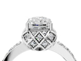White gold Radiant Diamond Solitaire Ring with Shared Prong Pavé Band_57