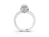 White gold Radiant Diamond Solitaire Ring with Shared Prong Pavé Band_57