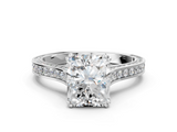 White gold Radiant Diamond Solitaire with Pave Band and Six-Prong Setting_55