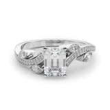 White gold Radiant Diamond Swirl Band with Prong Setting 1