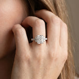 White gold Radiant Diamond Three-Stone Pave Band with Four-Prong Setting_14