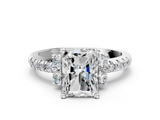 White gold Radiant Diamond Three-Stone Pave Band with Four-Prong Setting_74