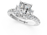 White gold Radiant Diamond Three-Stone Pave Band with Four-Prong Setting_76