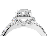 White gold Radiant Diamond Three-Stone Pave Band with Four-Prong Setting_78
