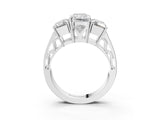 White gold Radiant Diamond Three-Stone Ring with Prong Setting and Textured Band_15