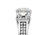 White gold Radiant Diamond Three-Stone Ring with Prong Setting and Textured Band_17