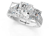 White gold Radiant Diamond Three-Stone Ring with Prong Setting and Textured Band_18