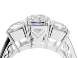 White gold Radiant Diamond Three-Stone Ring with Prong Setting and Textured Band_21