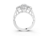 White gold Radiant Diamond Three-Stone Ring with Prong Setting and Textured Band_32