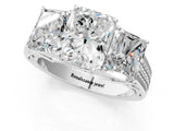 White gold Radiant Diamond Three-Stone Ring with Prong Setting and Textured Band_7