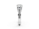 White gold Radiant Diamond Three-Stone Ring with Prong Setting and Textured Band_8