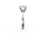 White gold Radiant Diamond Three-Stone Ring with Trapezoid Side Stones and Prong Setting_25