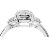 White gold Radiant Diamond Three-Stone Ring with Trapezoid Side Stones and Prong Setting_27