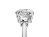 White gold Radiant Diamond Three-Stone Ring with Trapezoid Side Stones and Prong Setting_28