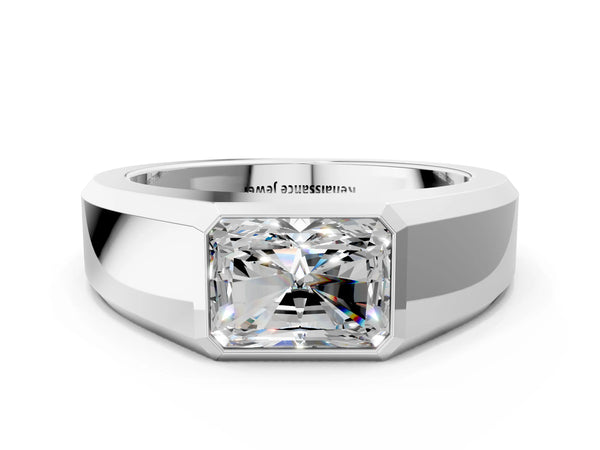 Platinum Radiant Diamond Wide Bezel Mens Ring