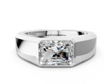 White gold Radiant Diamond Wide Bezel Mens Ring_24