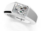 White gold Radiant Diamond Wide Bezel Mens Ring_25