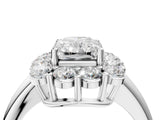 White gold Radiant Halo Cluster Diamond Engagement Ring with Prong Setting and Polished Band_115