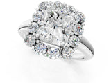 White gold Radiant Halo Cluster Diamond Engagement Ring with Prong Setting and Polished Band_124