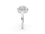 White gold Radiant Halo Cluster Diamond Engagement Ring with Prong Setting and Polished Band_125