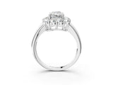 White gold Radiant Halo Cluster Diamond Engagement Ring with Prong Setting and Polished Band_126