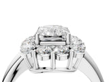 White gold Radiant Halo Cluster Diamond Engagement Ring with Prong Setting and Polished Band_127