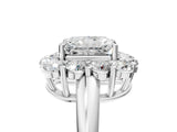 White gold Radiant Halo Cluster Diamond Engagement Ring with Prong Setting and Polished Band_128