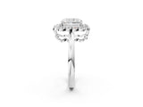 White gold Radiant Halo Cluster Diamond Engagement Ring with Solitaire Band and Prong Setting_51