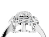 White gold Radiant Halo Cluster Diamond Engagement Ring with Solitaire Band and Prong Setting_53