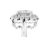 White gold Radiant Halo Cluster Diamond Engagement Ring with Solitaire Band and Prong Setting_54