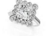 White gold Radiant Halo Diamond Cluster Engagement Ring with Milgrain Bezel Setting and Solitaire Band_40