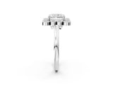 White gold Radiant Halo Diamond Cluster Engagement Ring with Milgrain Bezel Setting and Solitaire Band_41